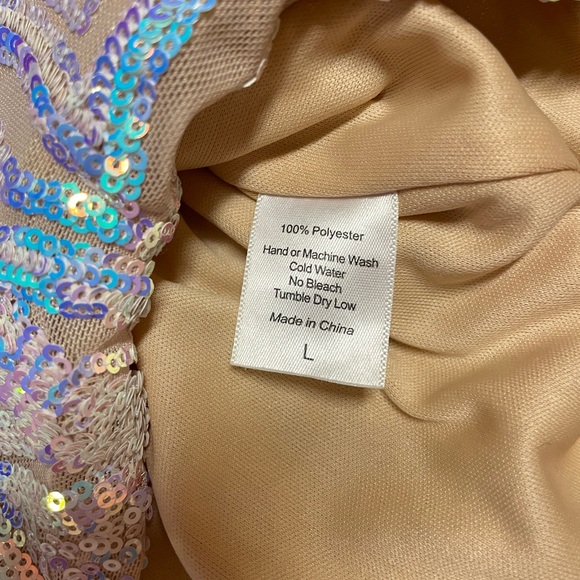 Lucy in the Sky Nude Iridescent Sequin Mini Party Homecoming Dress - Picture 3 of 3